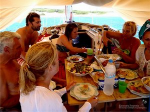 Lunch in the shade of the tent