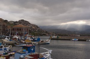 Molivos The Castle from the port in winter