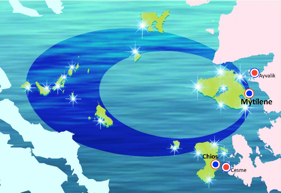 Cruises towards Lesvos island